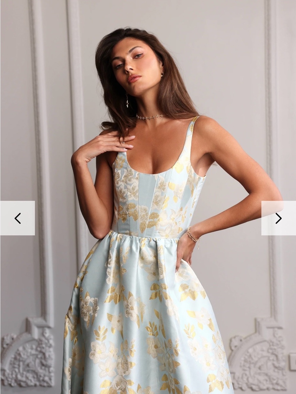 V. Chapman The Avery Dress in Ballad Blue Baroque Floral - Picture 2 of 3